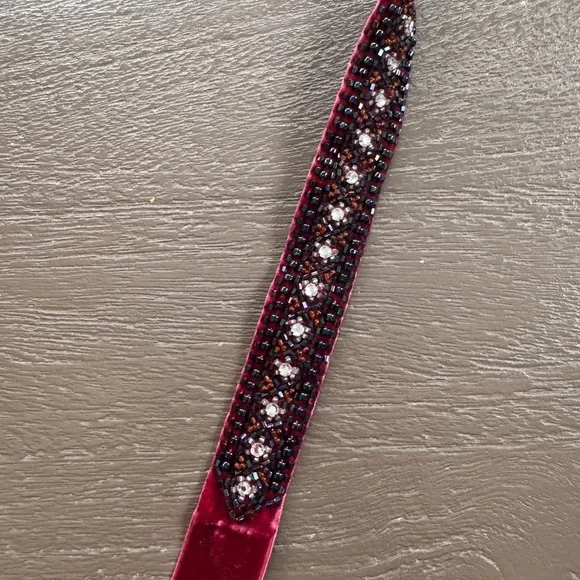 J. Crew Beaded Velvet Ribbon Belt, one size - Picture 2 of 3